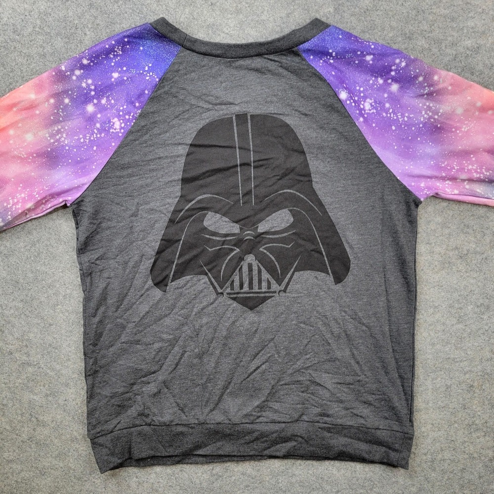 Star Wars Sweatshirt Womens Small Multicolor‎ Galaxy Darth Vader Raglan Pullover - Picture 3 of 6